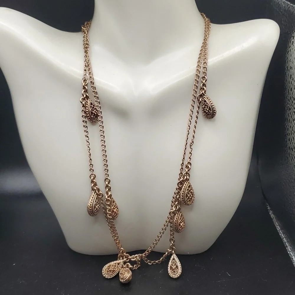 Morrocan vintage liz claiborne rare pendulum orb necklace N2905